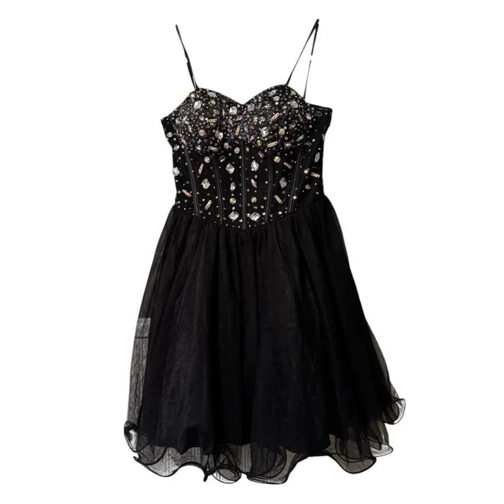 Blondie Nites By Stacy Sklar‎ Mini Dress Formal Gems Prom Homecoming Polyester